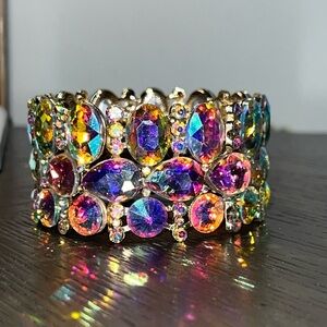 Stunning jewel multi colored cuff bracelet